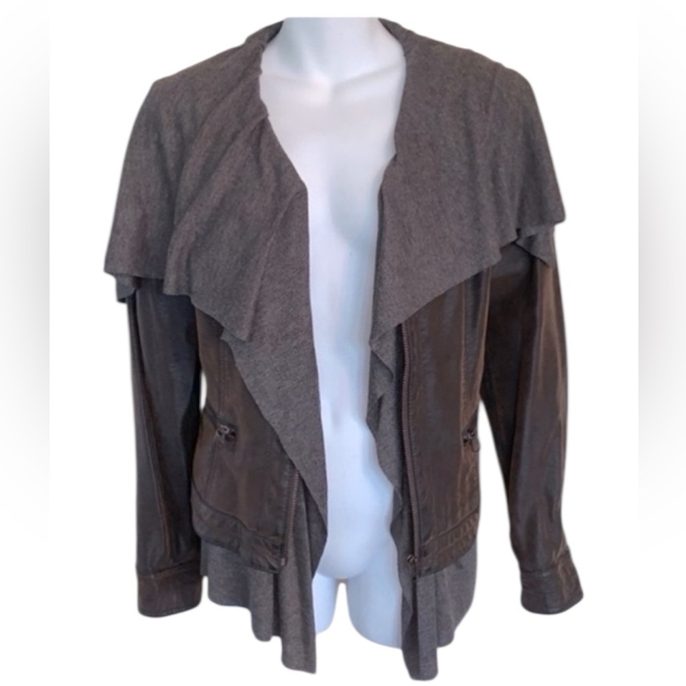 Anthropologie HeiHei jacket women's S,  vegan leather coat, zip pockets EUC